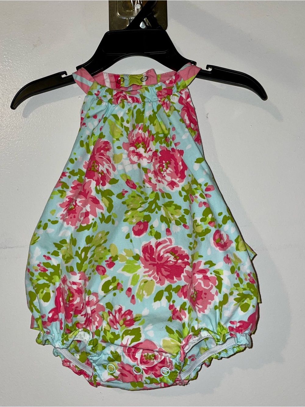 Bonnie Baby Pink & Green Floral Baby Romper